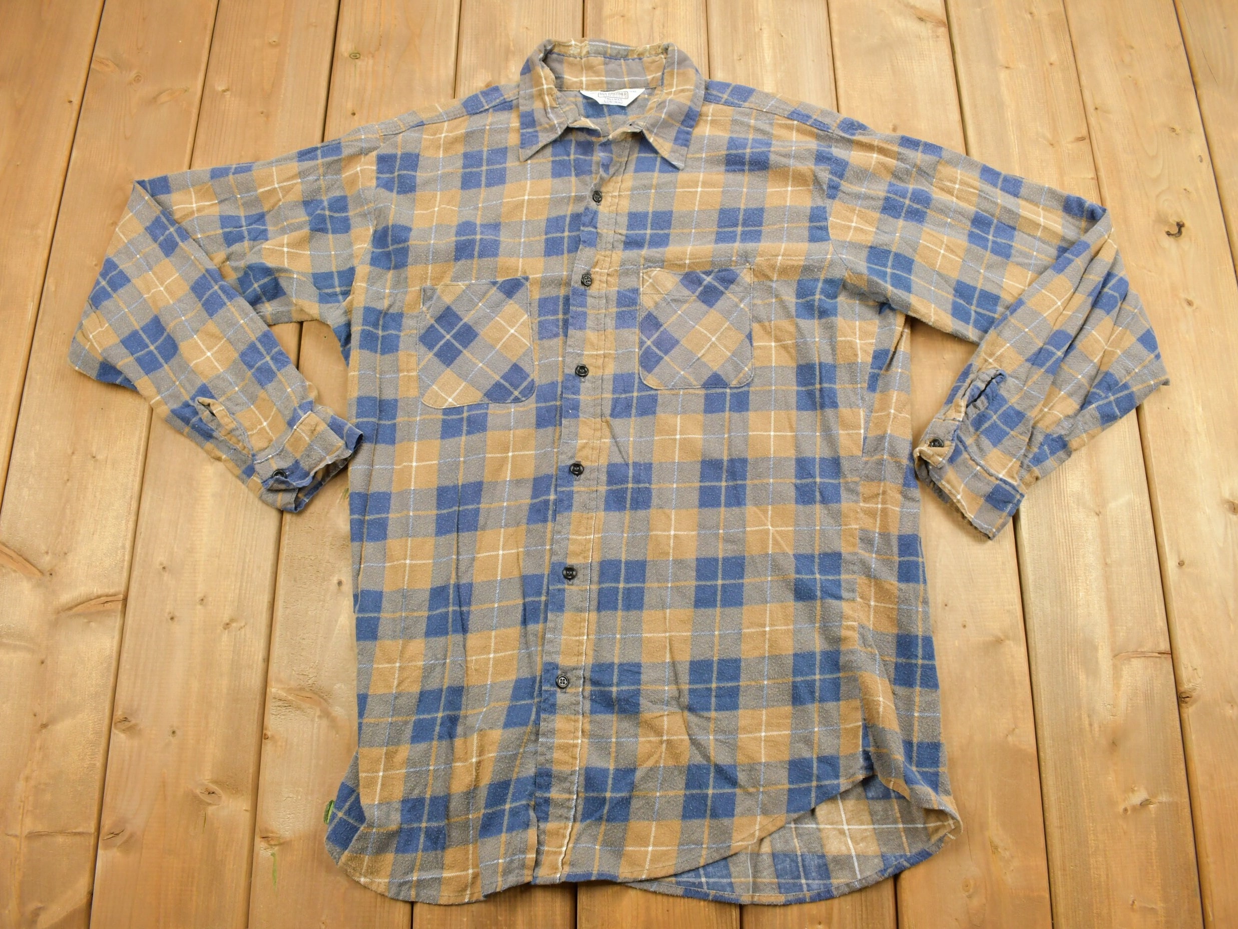 Vintage 1990s Five Brother Plaid Button up Shirt / Made in USA