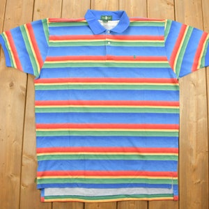 Vintage 1990s Hunt Club Striped Polo Shirt / Vintage Polo / Streetwear / Retro Style / Striped Polo Shirt / Vintage Hunt Club / Embroidered