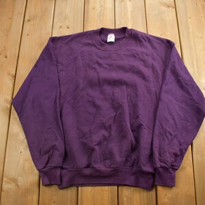 Vintage 1990s Purple Jerzees Blank Crewneck Sweatshirt / 90s Crewneck / Made In USA / Essential / Streetwear / 90s Blank