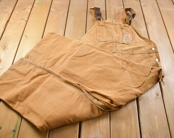 Vintage 1990s Carhartt Double Knee With Pads Canvas Overalls Size  42-44 Large / Utility Overalls / Streetwear / Vintage Workwear