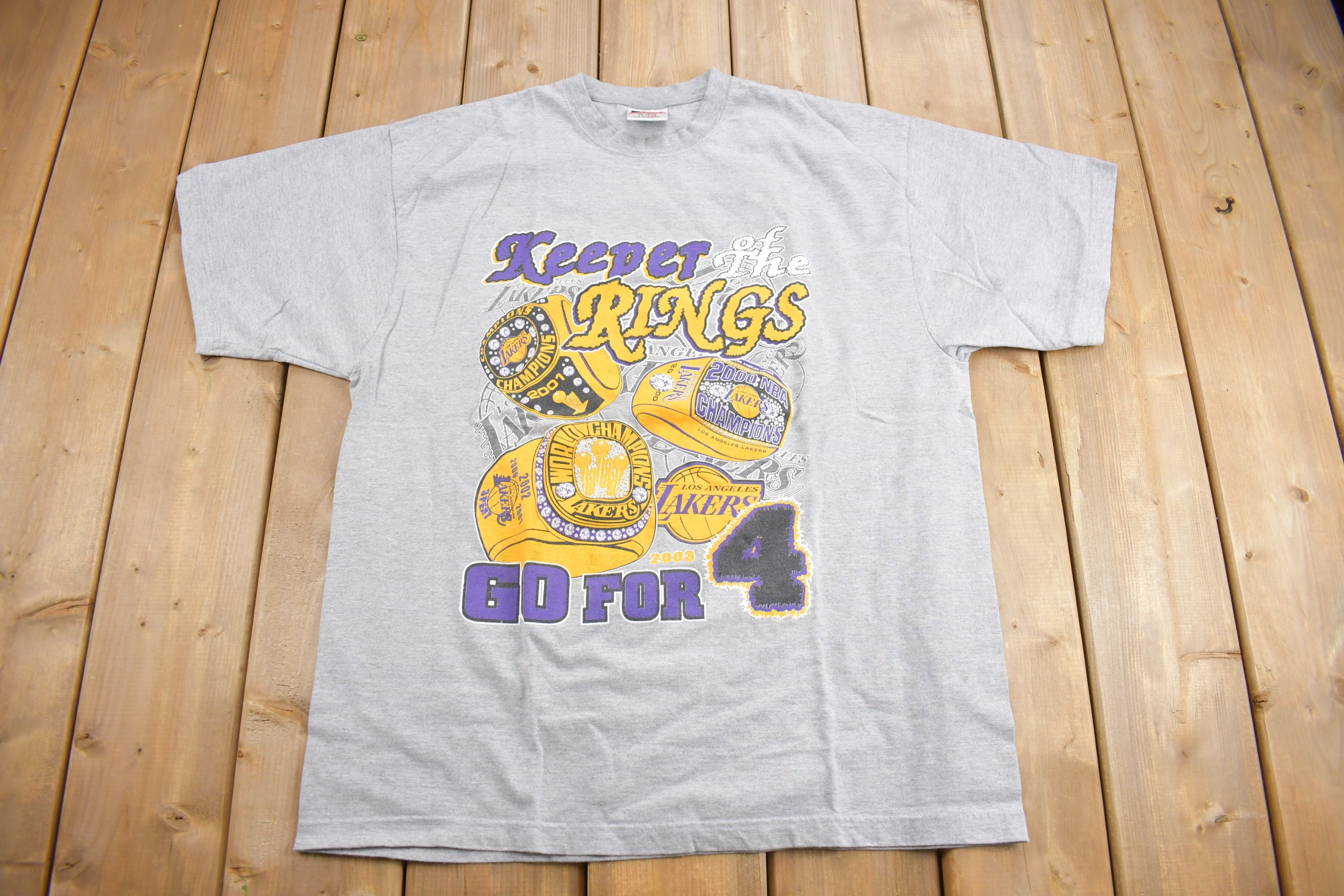 2002 Los Angeles Lakers 3-Peat NBA Finals Champs T Shirt Size XL