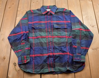 Vintage 1990s LL Bean Plaid Flannel Button Up Shirt / 1990s Button Up / Vintage Flannel / Plaid Shirt / Button Down / Vintage LL Bean