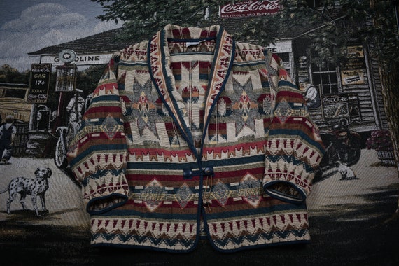 Vintage Blazer / 90s Crewneck / Southwest Aztec Pa