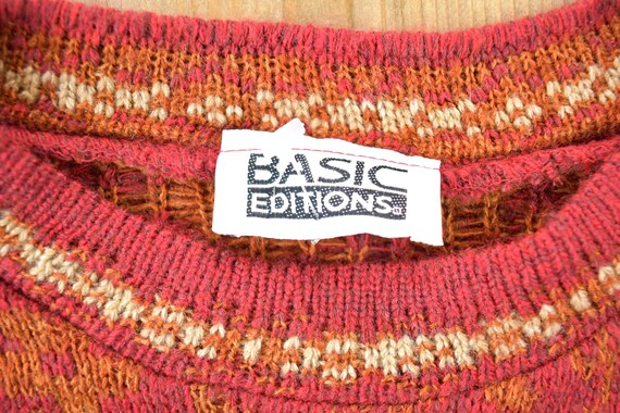 Vintage 1990s Basic Editions Red Knit Crewneck Sw… - image 3