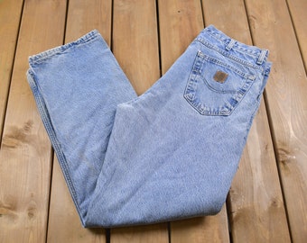 Vintage 1990s Carhartt Lined Work Pants Size / 90s Carpenter Pants / Made In USA / Hype Vintage / Distressed Carhartt / Vintage Workwear