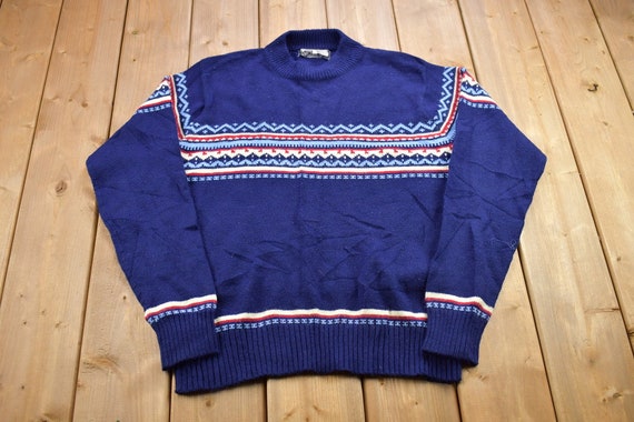 Vintage 1990s VIP Knitted Crewneck Sweater / Vint… - image 1