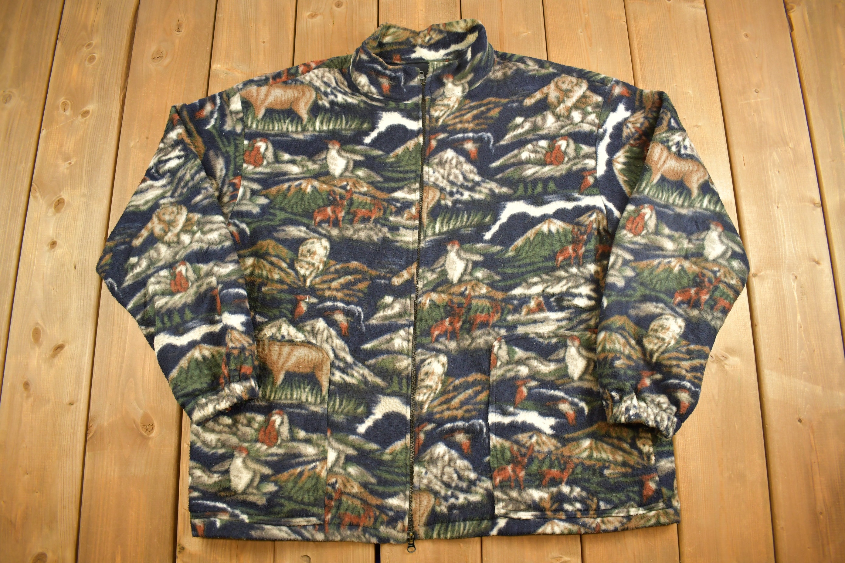 Vintage Animal Fleece Zip Up - Etsy