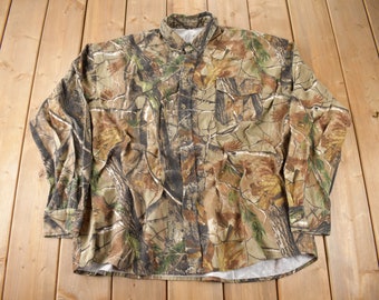 Vintage Y2K Real Tree Camo Button Up Shirt Size XXL