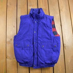Vintage 1990s Hugo Valentino Plaid Lined Puffer Vest / 90s Vest / Streetwear / Outdoorsman / Hiking / Patchwork / Ski Vest / 80s Ski