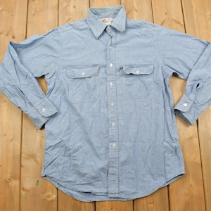 Vintage 1990s Carhartt Denim Button Up Shirt / 1990s Button Up / Vintage Jean Shirt / Carhartt Rugged / Casual Shirt / Formal Shirt