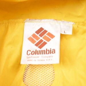 Vintage 1990s Columbia Yellow Raincoat / Sportswear Jacket / Windbreaker Style / 1990s / Spring Outerwear / Outdoor Wear image 5