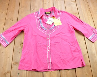 Vintage 1990s Bob Mackie Wearable Art Button Up Shirt / 1990s Button Up / Vintage Button Up / Western Button Up / Western Theme