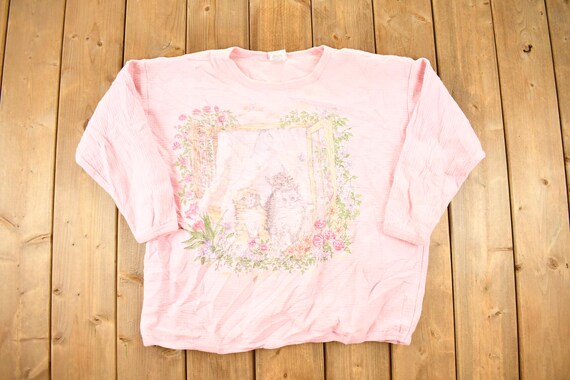 Vintage 1990s Basic Editions Chunky Knit Cute Kit… - image 1