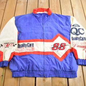 Vintage 1990s Dale Jarret Nascar Windbreaker / Bestickte Athleisure / Patchwork / Racing Jacke