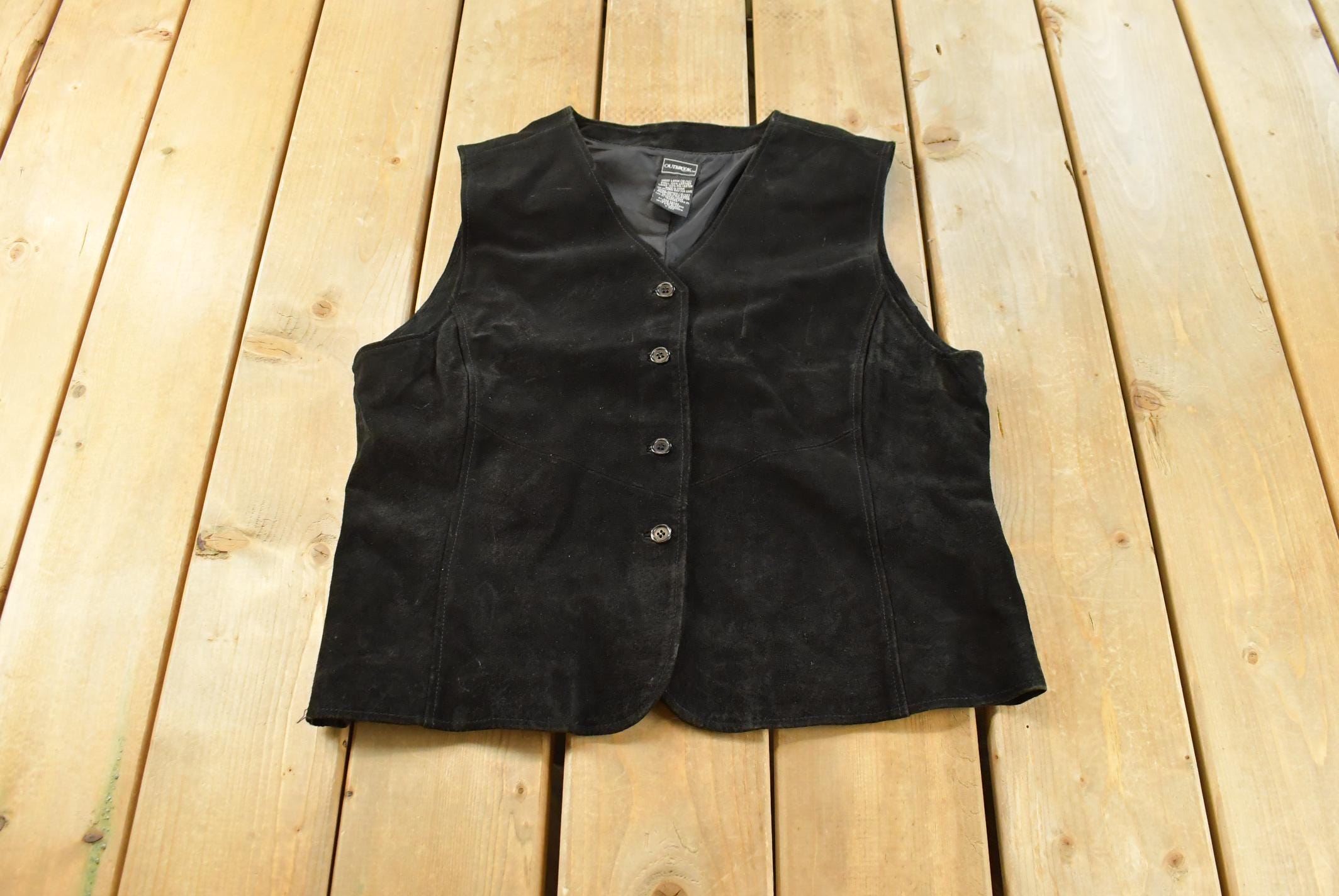 Vintage 2000s Outbrook Suede Leather Vest Jacket Women's M / Y2K Streetwear / Outerwear / 00s Outdoors