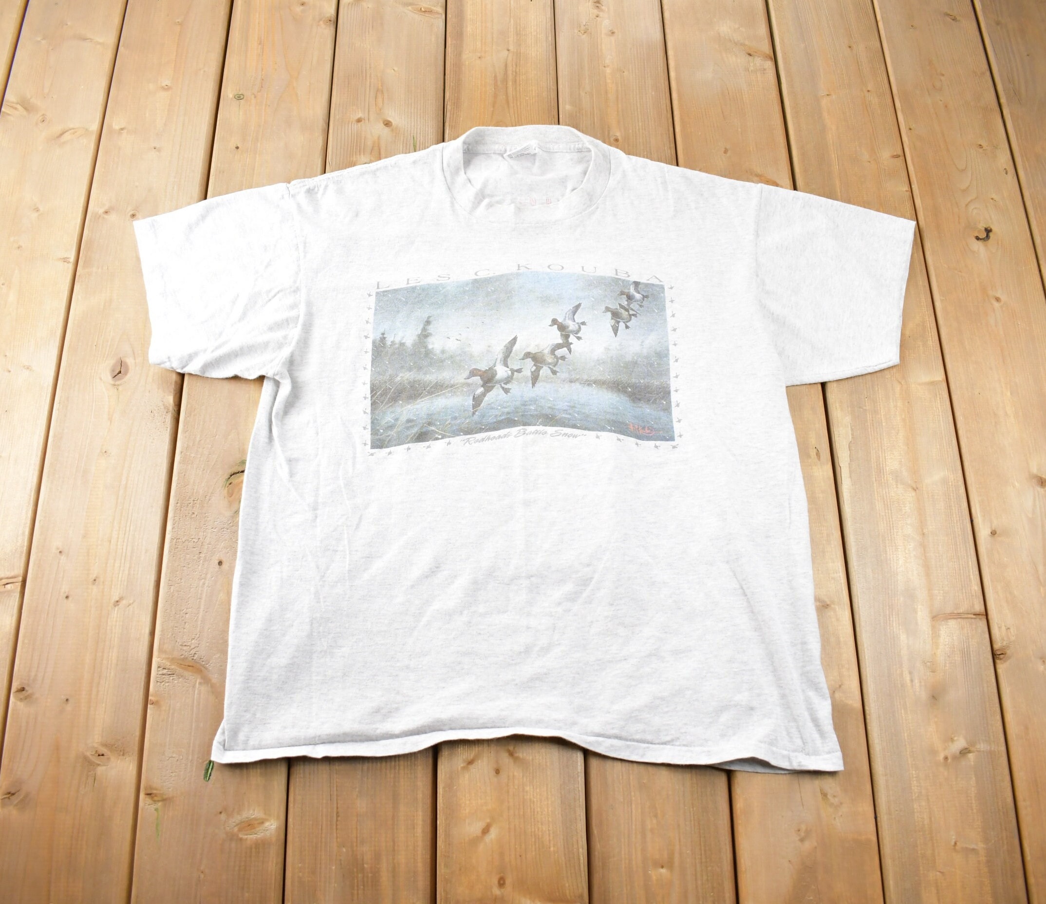 Vintage 1990s Les C Kouba Bird Theme Graphic T-Shirt Made In USA Size XL