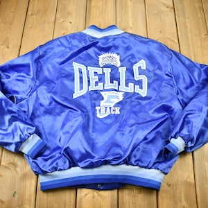Vintage 1980s Dells Track Snap Button Satin Swingster Windbreaker Jacket / Athleisure / Streetwear / Made In USA / Streetwear
