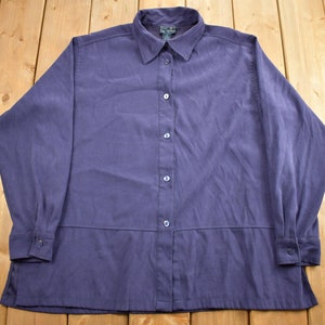 Vintage 1990-tals Jane Ashley blå skjorta med knappar / vardagsskjorta / formell skjorta / vintage flanell / enkel skjorta / storlek 2XL