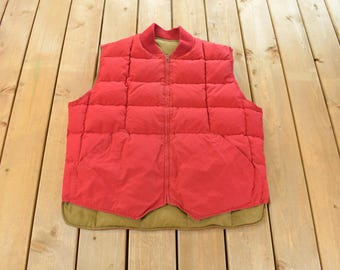 Vintage 1990s Eddie Bauer Goose Down Vest Mens Size Medium Beige