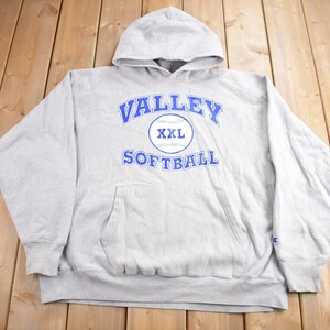 Vintage Y2K Valley Softball Champion Reverse Weave Hoodie / Vintage Champion / Heavy Weight / Streetwear / Grey Hoodie