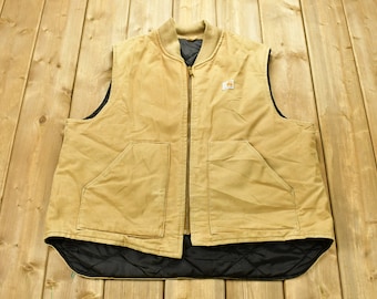 Vintage 90s Carhartt Men's Size L Distressed Tan Insulated Duck