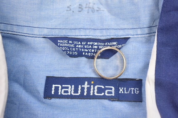Vintage 1990s Nautica Striped Button Up Shirt / M… - image 3