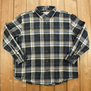 Vintage 1990s Carhartt Plaid Button Up Shirt / 1990s Button Up / Vintage Flannel / Casual Wear / Workwear / Pattern Button Up / Streetwear