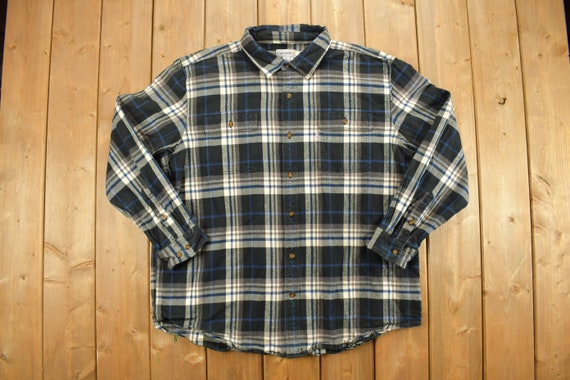 Vintage 1990s Carhartt Plaid Button Up Shirt / 19… - image 1