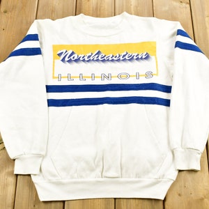Vintage 1980s University of Northeastern Illinois Collegiate Crewneck / Color Block / NCAA Sweatshirt / Sportswear / Americana