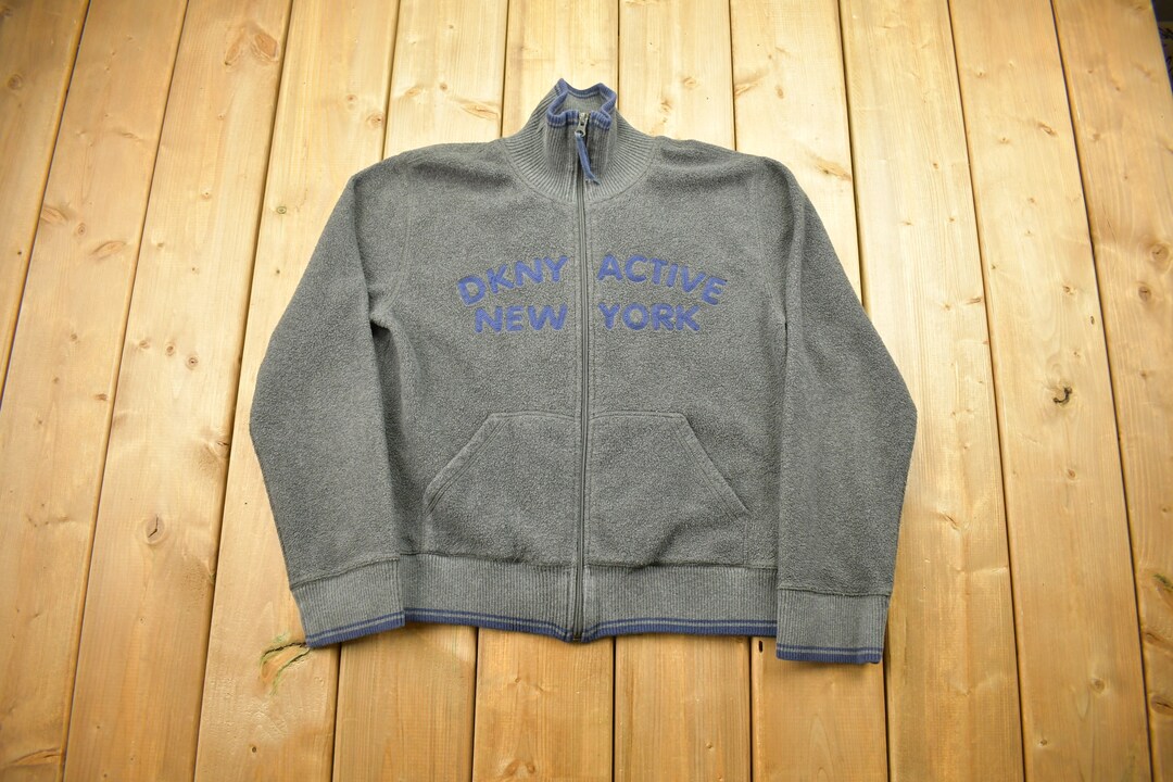 Vintage 1990s DKNY Active Fleece Zip up Sweater / New York Vintage 1990s DKNY Active Fleece Zip up Sweater / New York