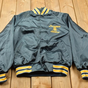 Vintage 1980er Jahre Teamsters Lokale 135 Satin Bomberjacke / Athleisure / Kettenstich / Streetwear / Sportkleidung / Rentner / Union / Indianapolis