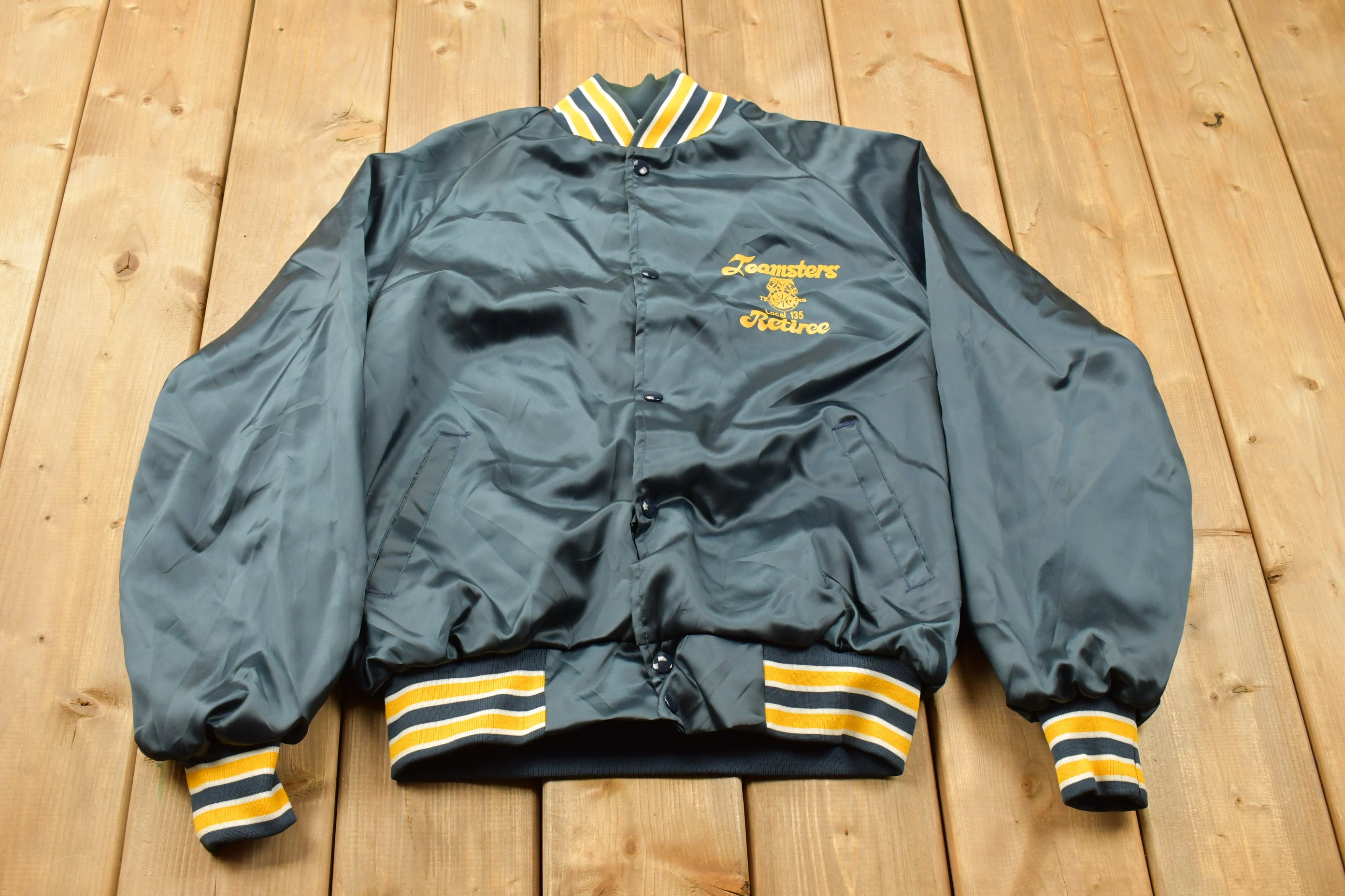 Vintage 1980s Teamsters Local 135 Satin Bomber Jacket Vintage 1980s Teamsters Local 135 Satin Bomber Jacket