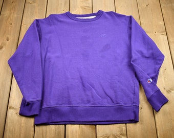 Vintage Champion Gesticktes Logo Rundhalsausschnitt / 90er Jahre Rundhalsausschnitt / Markenlogo Sweatshirt / Streetwear Fashion / Pullover