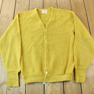 Vintage 1970sBrent Montgomery Ward Yellow Cardigan Sweater / Vintage Cardigan / True Vintage / 70s Sweater / Yellow Sweater / Blank Cardigan