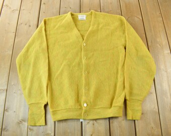 Vintage 1970sBrent Montgomery Ward Yellow Cardigan Sweater / Vintage Cardigan / True Vintage / 70s Sweater / Yellow Sweater / Blank Cardigan