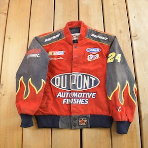 Vintage 1990s Youth Size Jeff Gordon Suede Nascar Racing Jacket / Sportswear / Vintage Racking Jacket / Jeff Hamilton / Embroidered