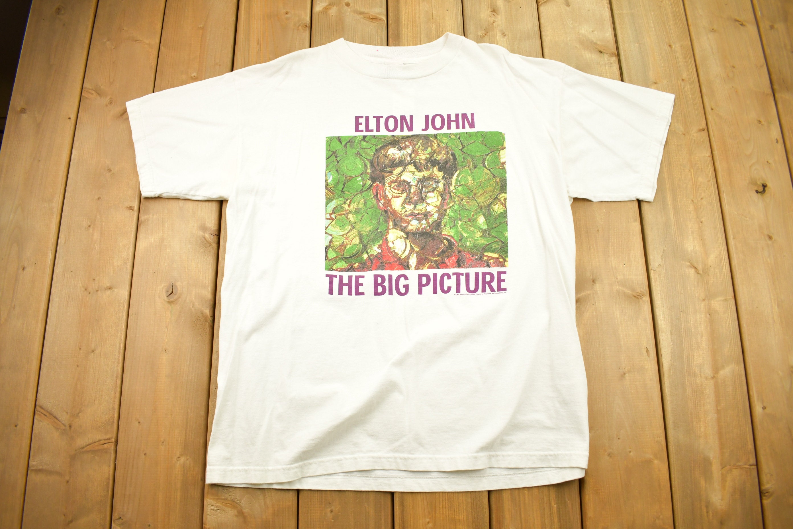 90s エルトン・ジョン『The Big Picture』ヴィンテージ Tシャツ Vintage 1997 Elton John the Big Picture Graphic T Shirt / Concert