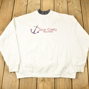 Vintage 1990s Door County Wisconsin Crewneck / 90s Crewneck / Souvenir / Lee Heavyweight / Embroidered / Travel And Tourism / Made In USA