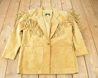 Vintage Leather Western Jacket With Fringes/ Fringe Jacket/ Suede