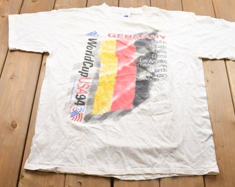 Vintage 1994 Team Germany World Cup USA Graphic T-Shirt / Streetwear / Single Stitch / Made In USA / 1994 Graphic Tee / German Flag / Soccer