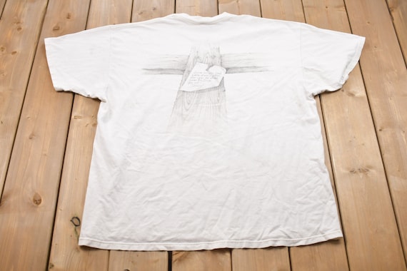 Vintage 1993 Jesus Loves Us Graphic T-Shirt / Str… - image 2