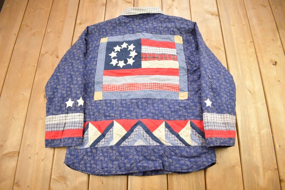 Vintage 1990s Abstract Patchwork Button Up Shirt … - image 2