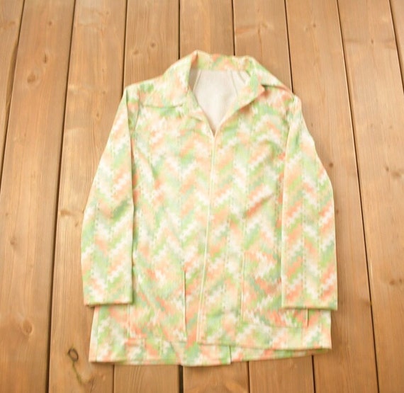 Vintage 1970s Buttonless Abstract Pattern Shirt /… - image 1