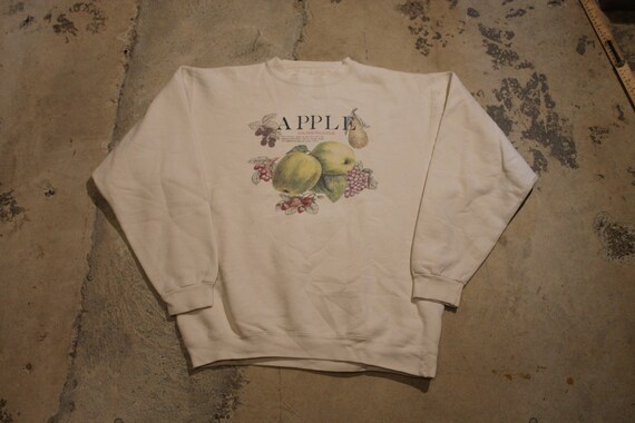 90s Crewneck / Nature / Fruit Print / Vintage Appl