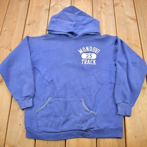 Vintage 1960s Mondovi Track Graphic Hoodie / 60s Hoodie / Vintage Sweater / Collegiate / True Vintage