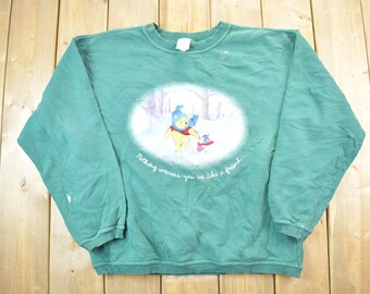 Vintage 1990s Pooh Bear Friendship Disney Crewneck Sweater / Vintage Sweatshirt / Vintage Disney / Mickey / Embroidered / Made In USA