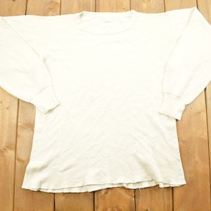 Pull blanc vierge vintage des années 80 / Ras du cou des années 80 / Essentiel / Sous la chemise / Blanc des années 80 / Coupe slim