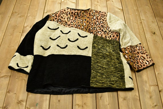 Vintage 1990s Patchwork Button Up Abstract Graphi… - image 2