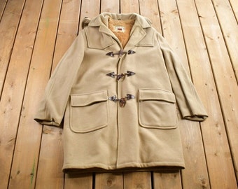 Vintage 1970s Craft Sportswear 100% Wool Toggle Button Up Lined Jacket Made In Canada