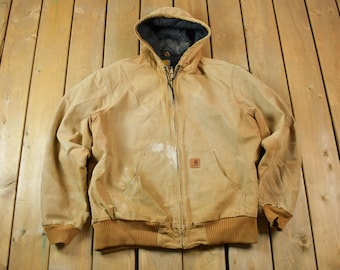 Vintage 1990s Distressed Carhartt Blanket Lined Hooded Jacket
